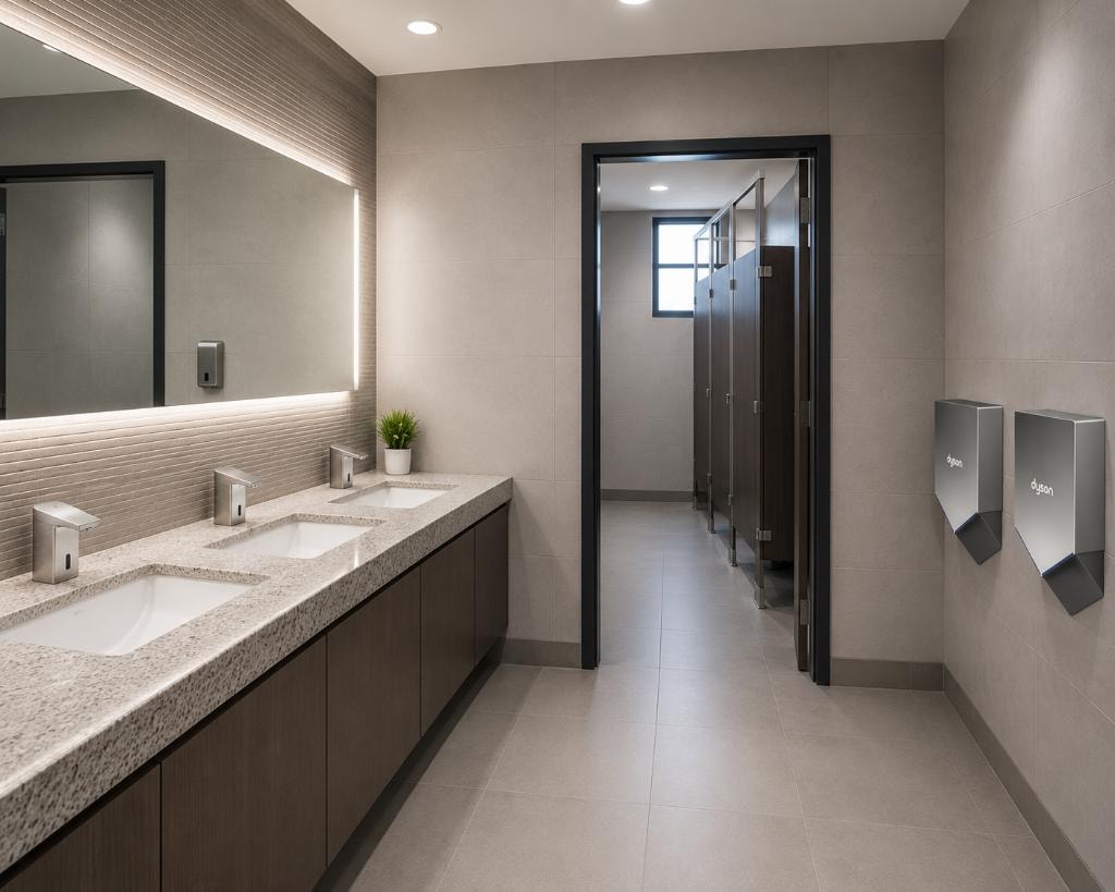 Commercial restroom after renovation