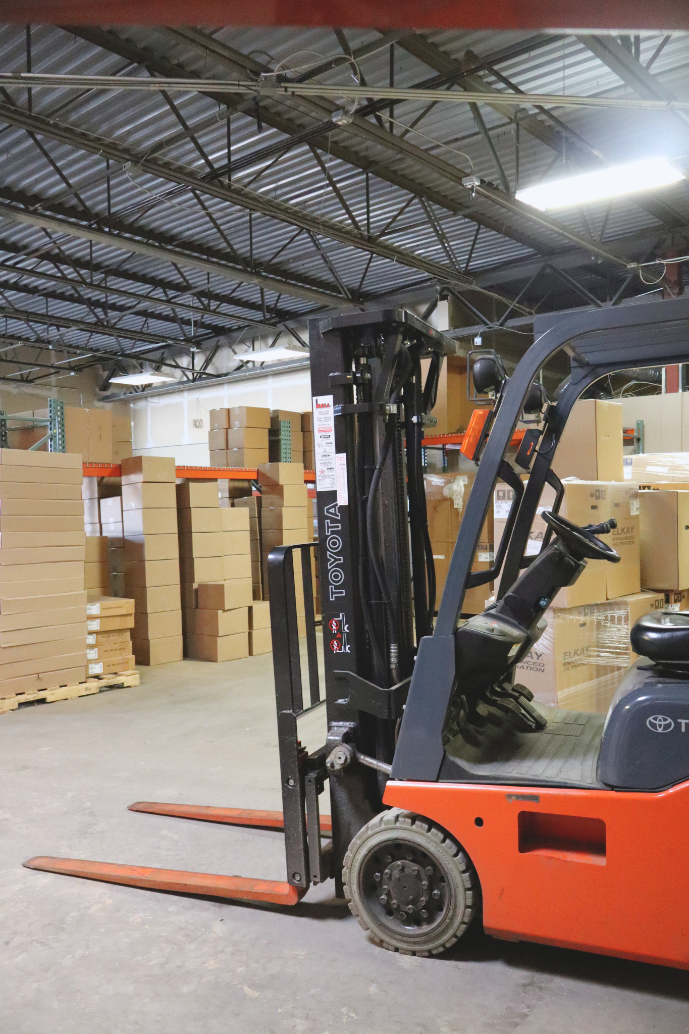 Toyota forklift in the Category Five Technologies warehouse